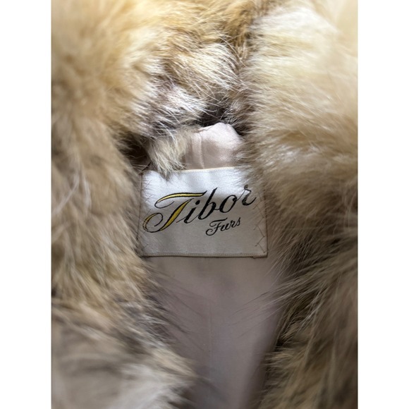 Vintage Tibor Furs Genuine Fur Coat Brown Tan Shawl Collar Mid Length Womens M - Picture 6 of 8